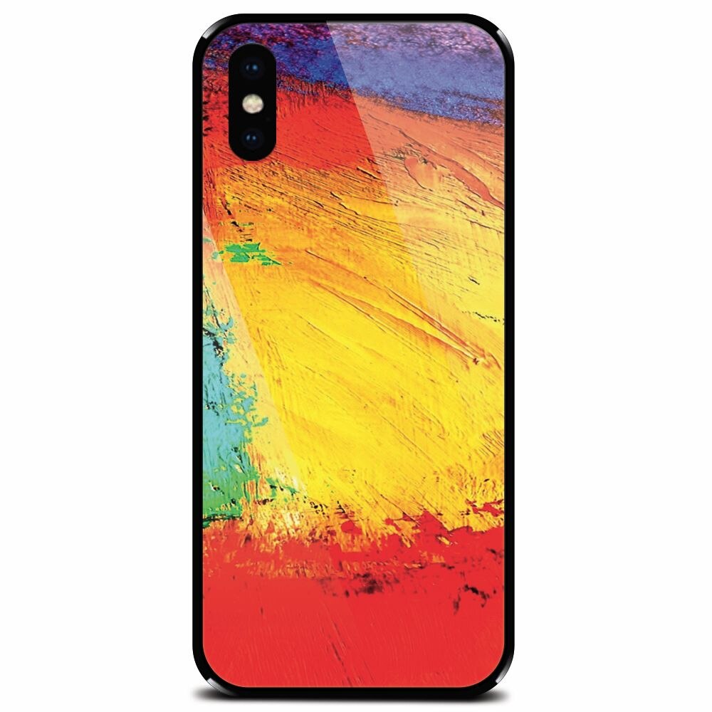 Husa din sticla securizata pentru Apple iPhone XS Max, Colorful Dry Paint Strokes Texture