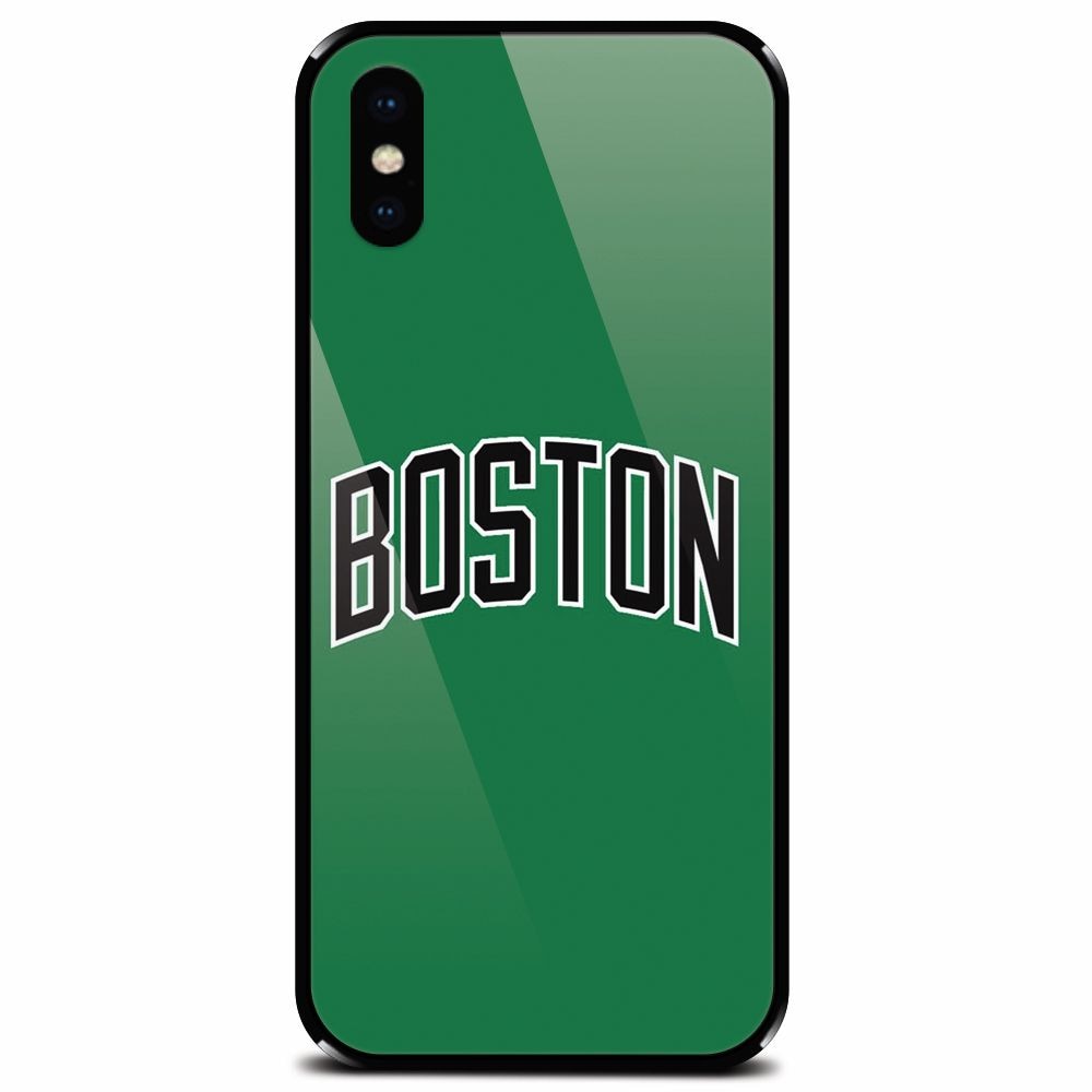 Husa din sticla securizata pentru Apple iPhone XS, NBA Boston Celtics
