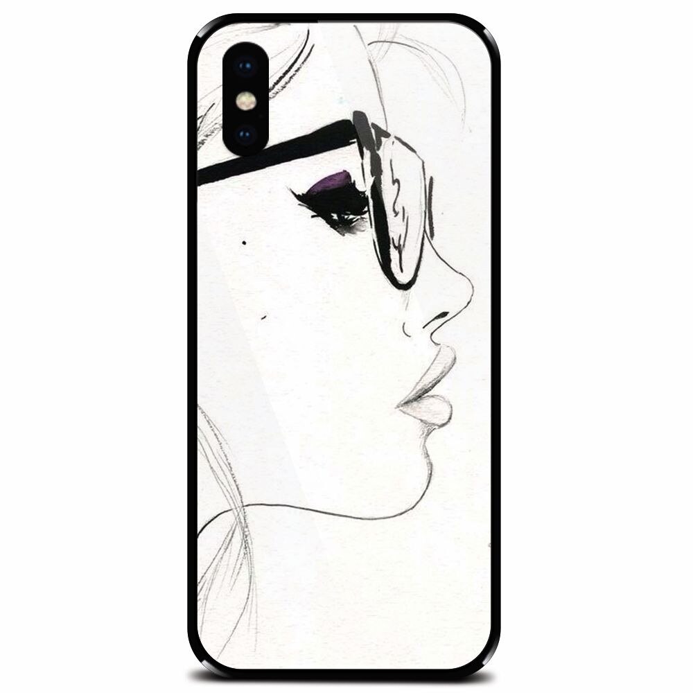 Husa din sticla securizata pentru Apple iPhone X, Girl Face