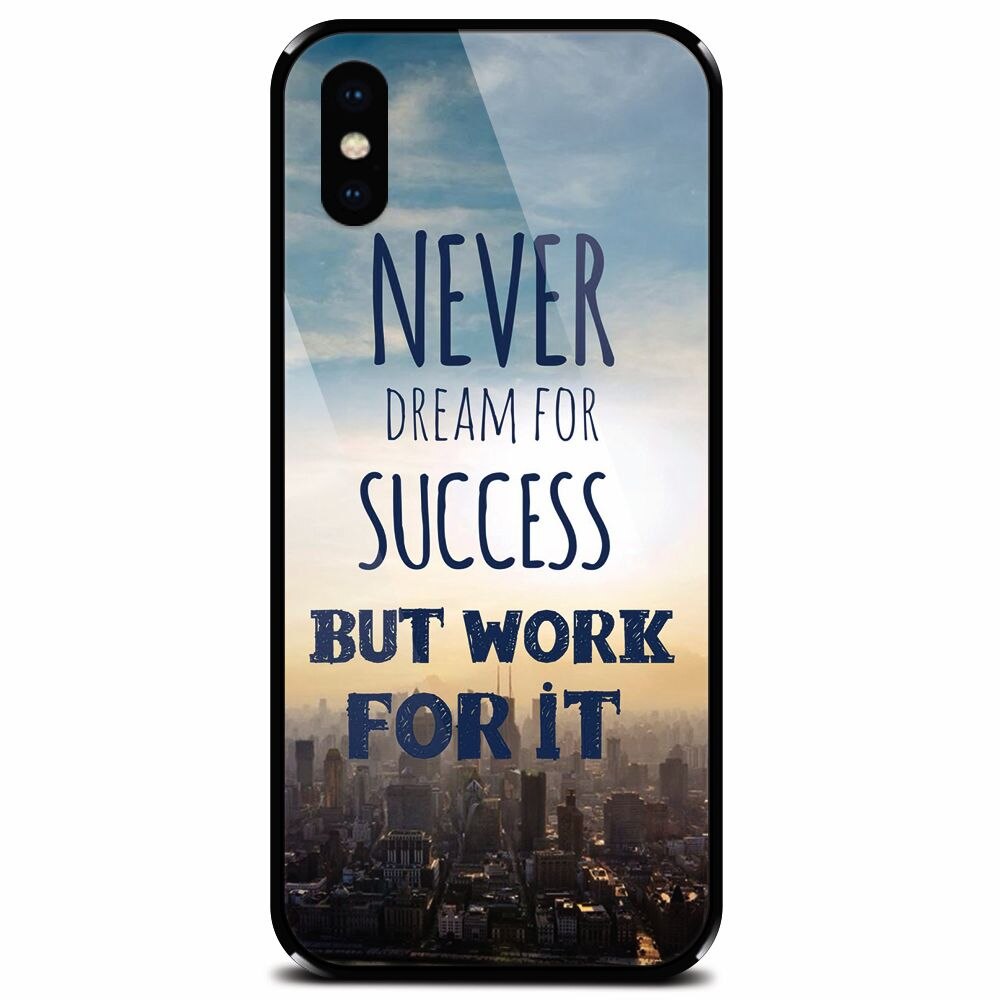 Husa din sticla securizata pentru Apple iPhone X, Never Dream