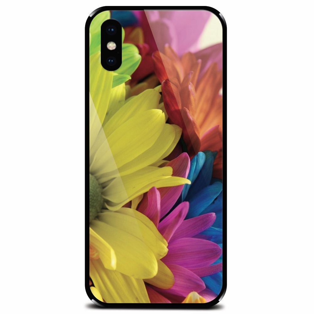 Husa din sticla securizata pentru Apple iPhone X, Flower