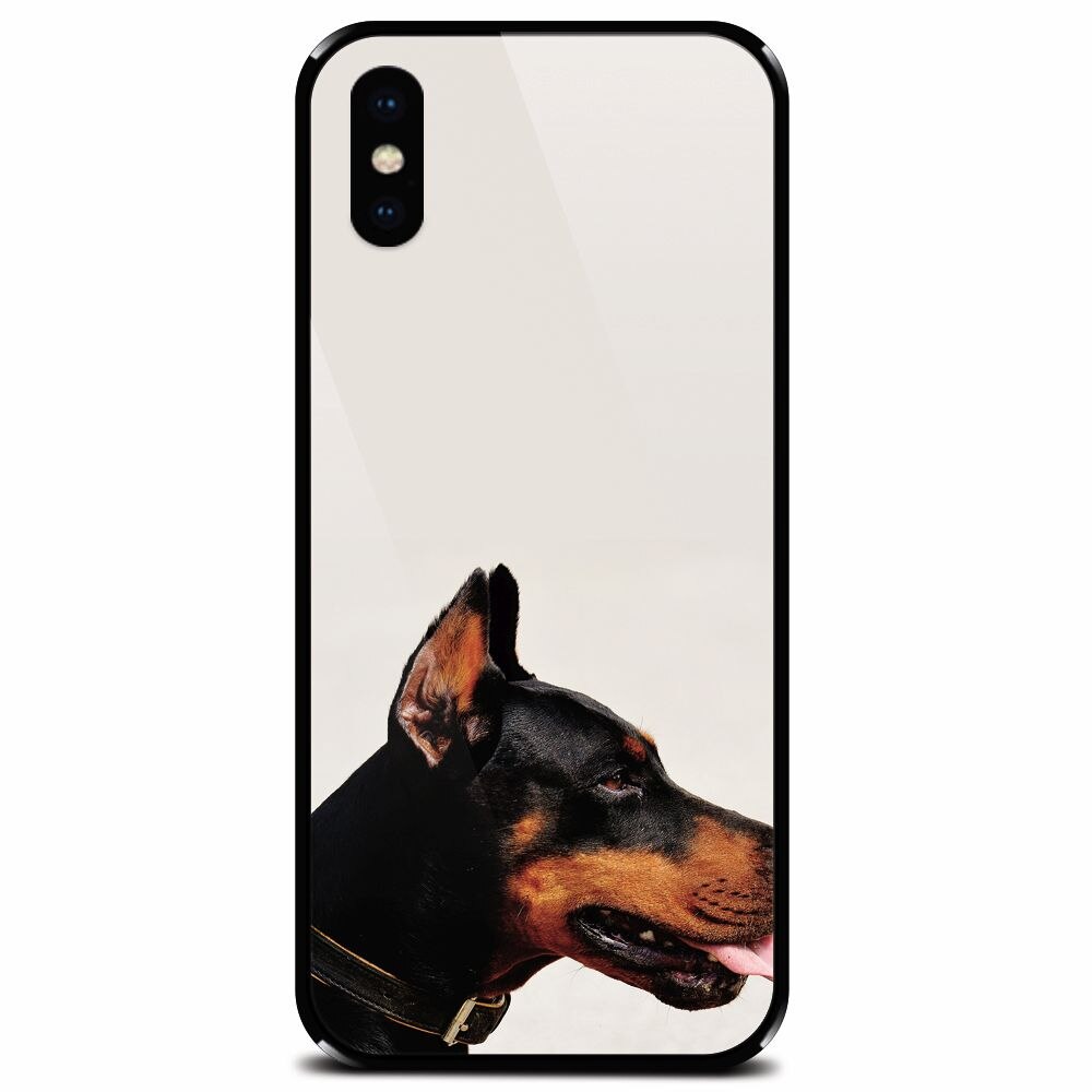 Husa din sticla securizata pentru Apple iPhone X, Doberman