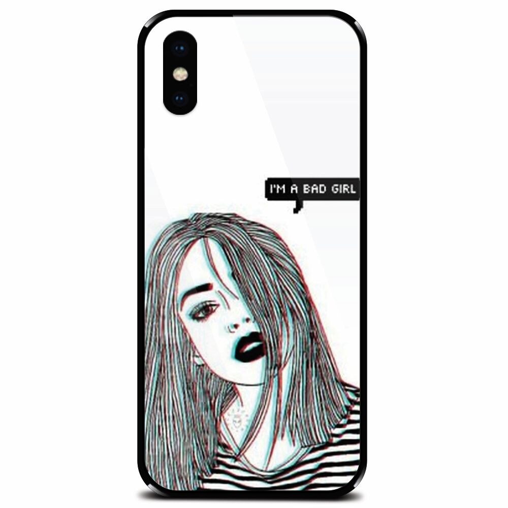Husa din sticla securizata pentru Apple iPhone X, Im A Bad Girl