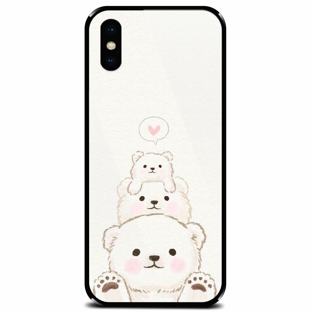 Husa din sticla securizata pentru Apple iPhone XS Max, Family Bear