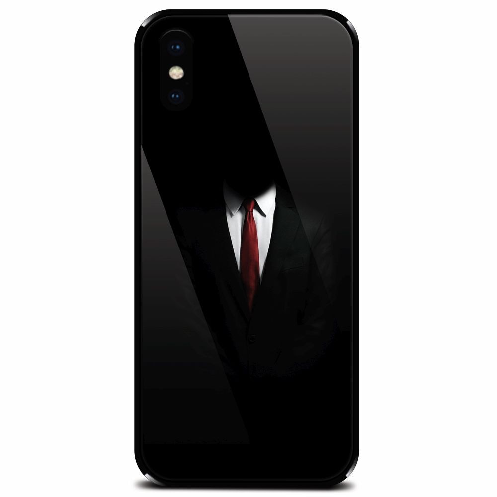 Husa din sticla securizata pentru Apple iPhone XS, Mystery Man In Suit