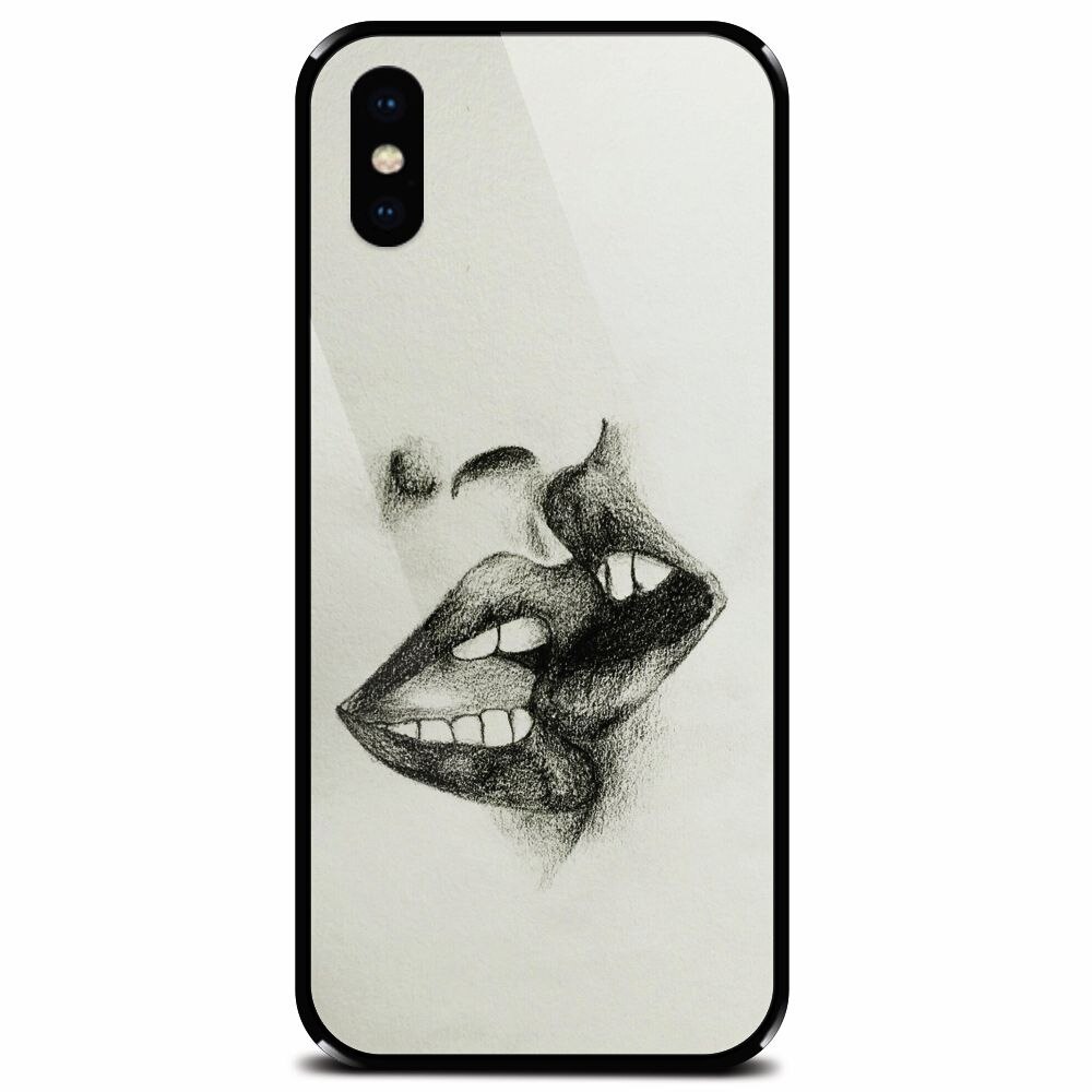 Husa din sticla securizata pentru Apple iPhone XS Max, Kiss