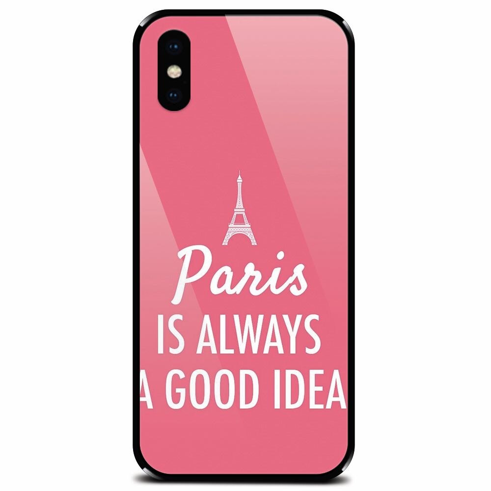 Husa din sticla securizata pentru Apple iPhone X, Paris Is Always A Good Idea