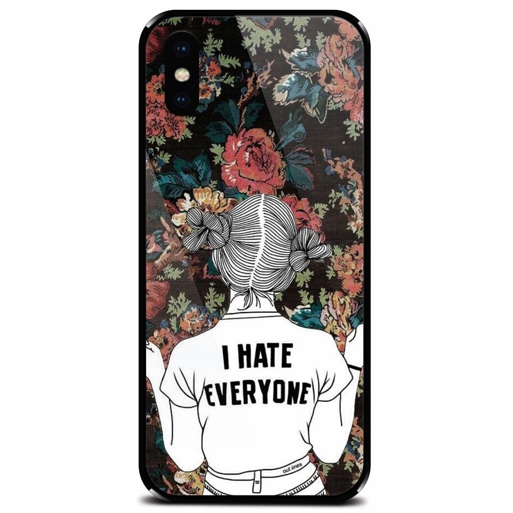 Husa din sticla securizata pentru Apple iPhone XS, I Hate Everyone