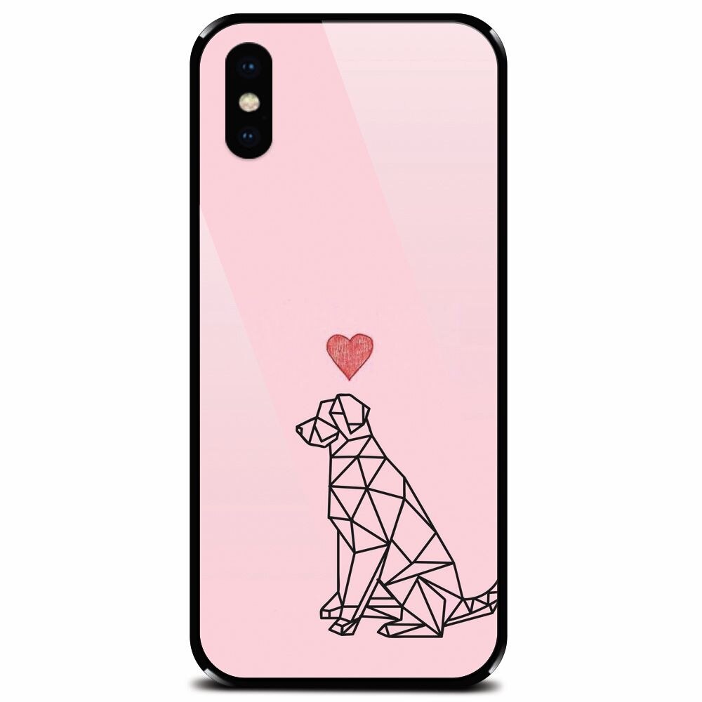 Husa din sticla securizata pentru Apple iPhone X, Love Dog