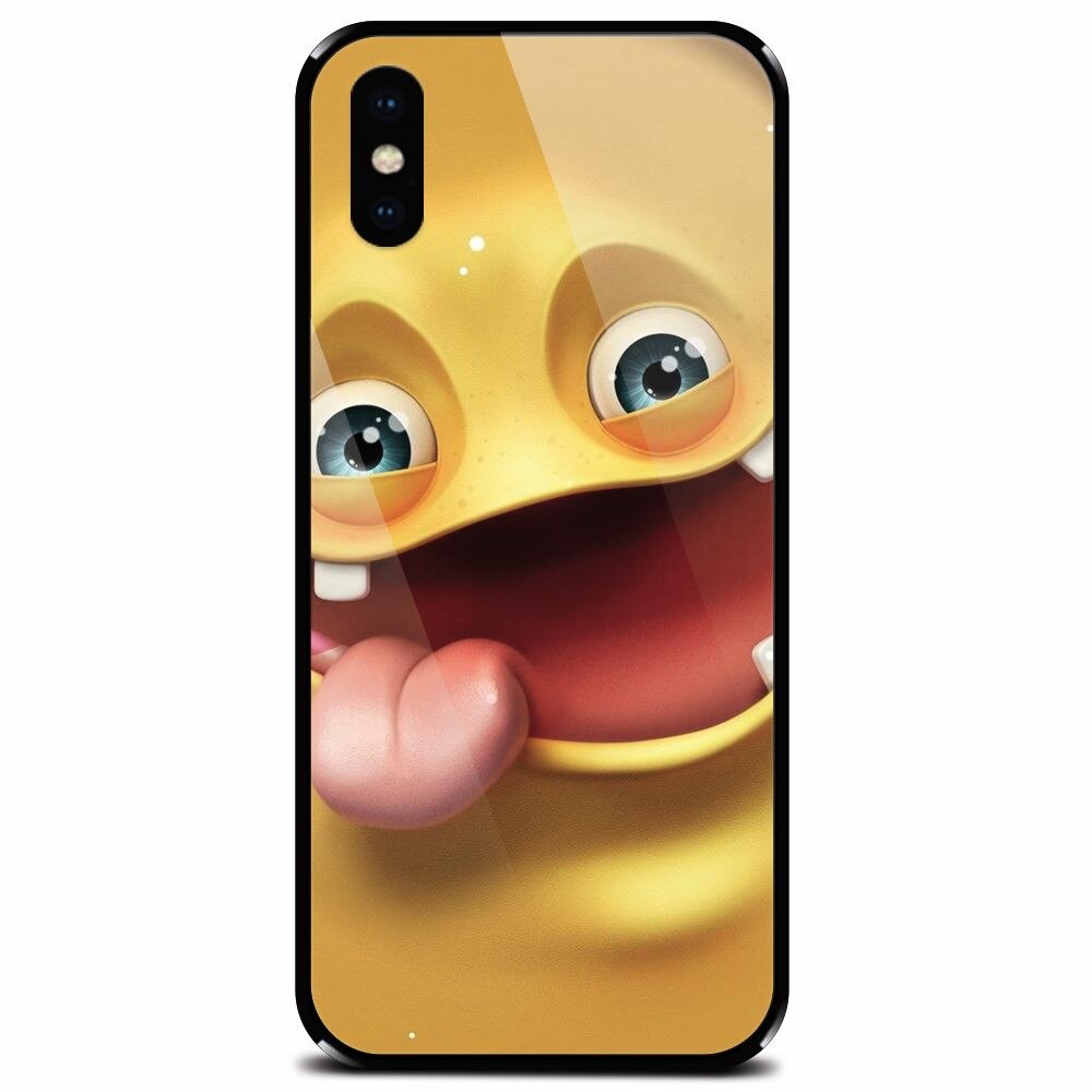 Husa din sticla securizata pentru Apple iPhone XS Max, Cute Monster