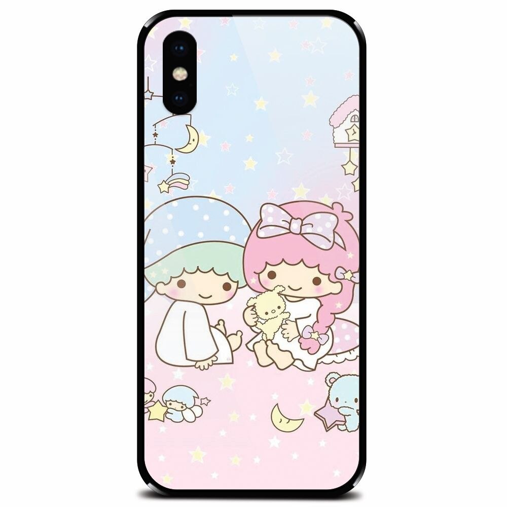 Husa din sticla securizata pentru Apple iPhone XS Max, Little Twins