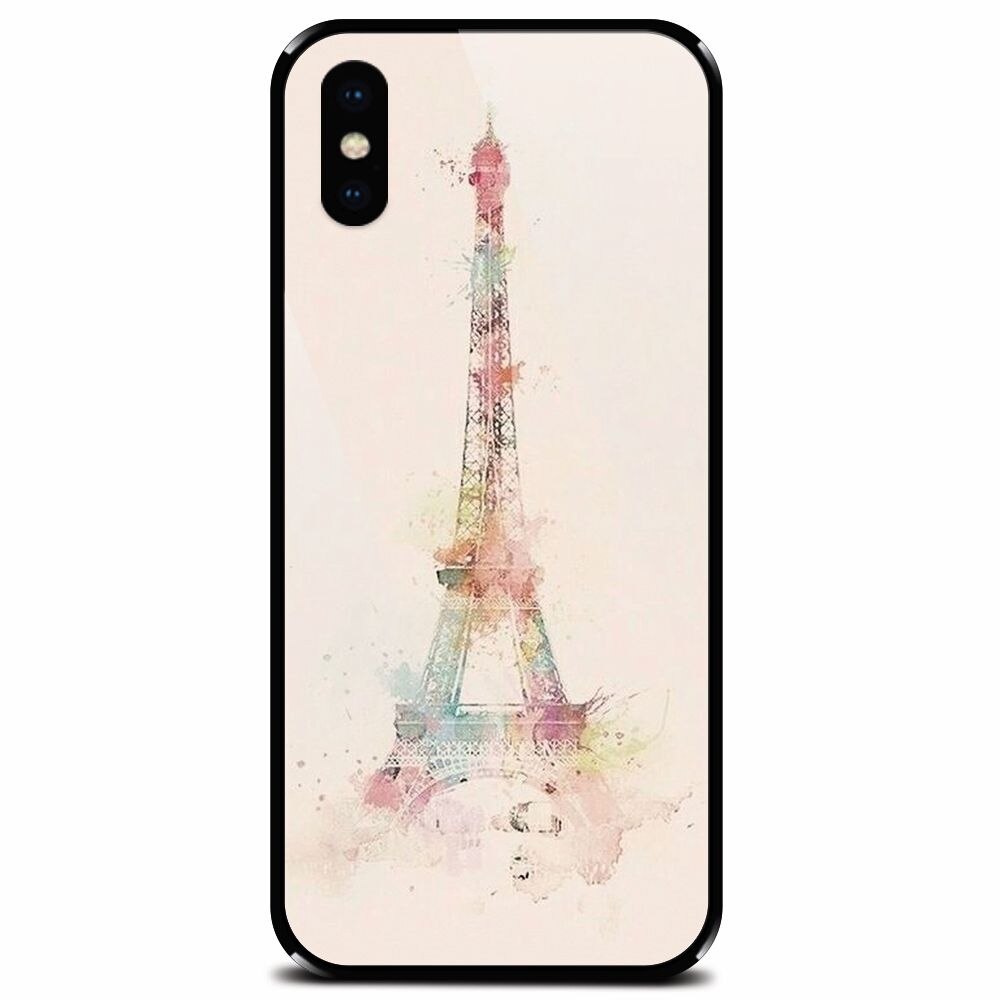 Husa din sticla securizata pentru Apple iPhone XS, Eiffel Tower 001