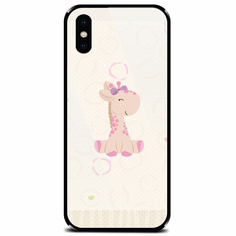 Husa din sticla securizata pentru Apple iPhone XS, Giraffe Cute