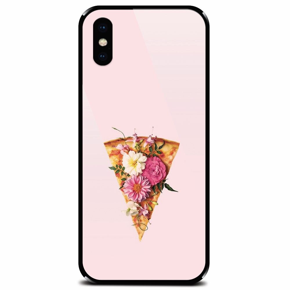 Husa din sticla securizata pentru Apple iPhone X, Flower Pizza