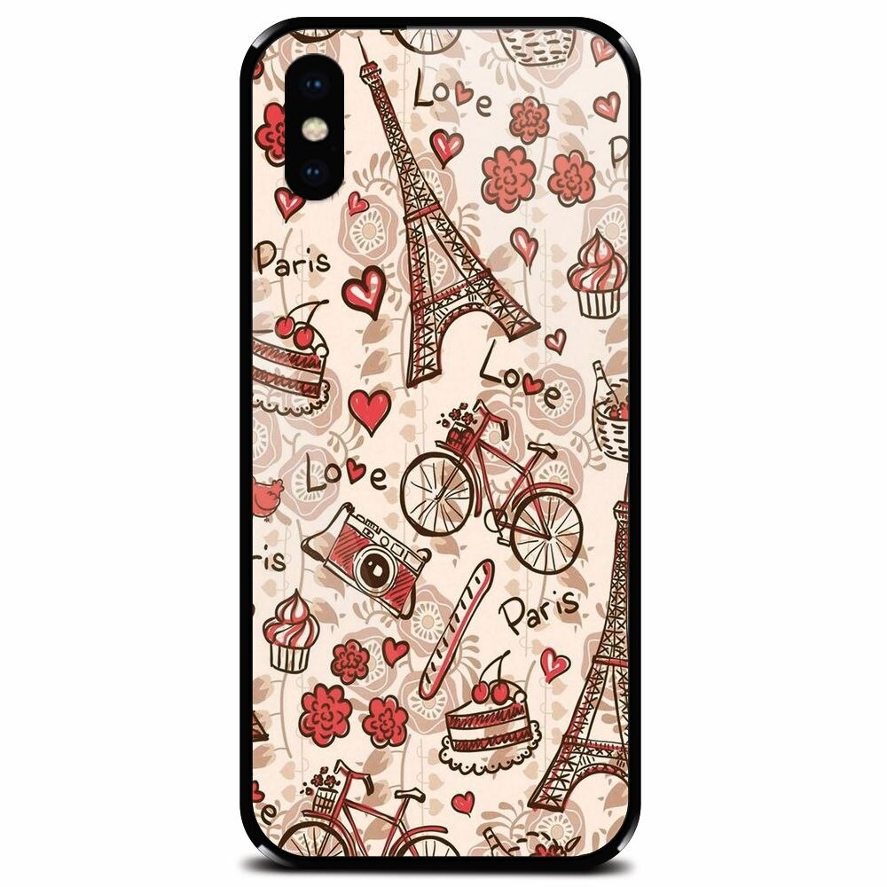 Husa din sticla securizata pentru Apple iPhone X, Paris Love