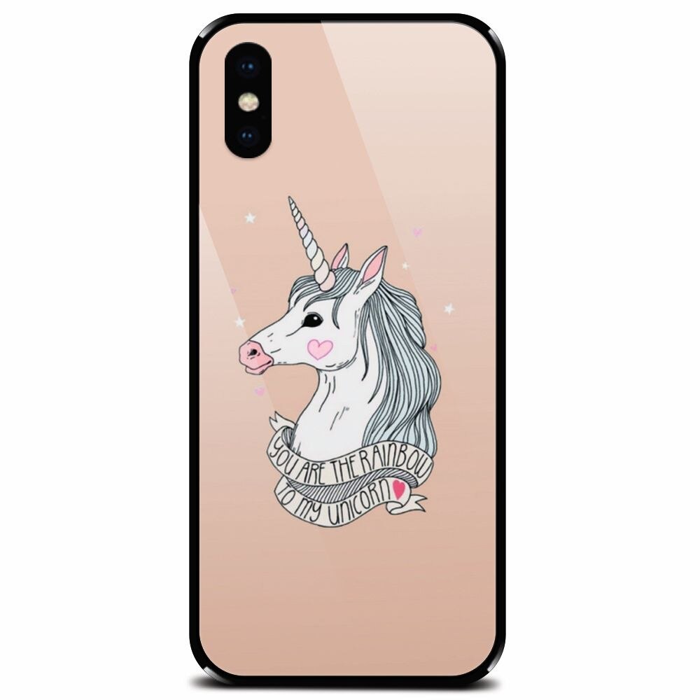 Husa din sticla securizata pentru Apple iPhone XS Max, Cute Rose Gold