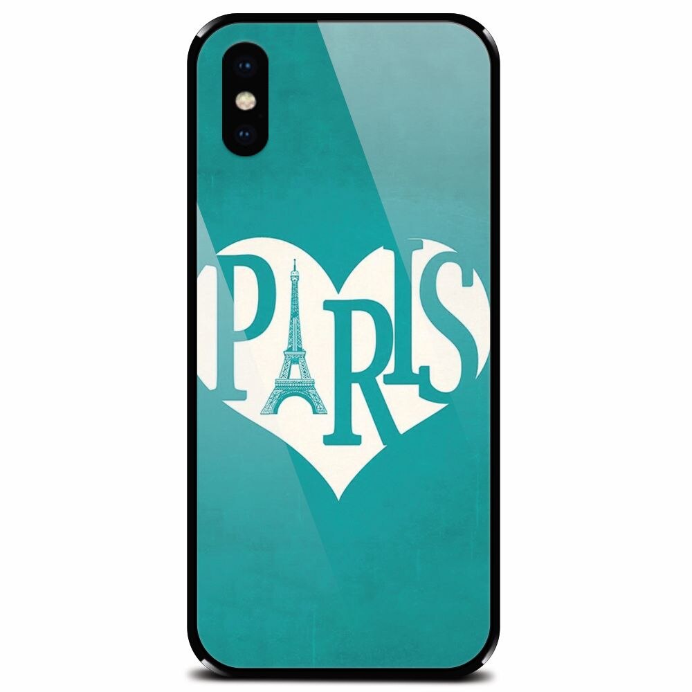 Husa din sticla securizata pentru Apple iPhone X, I Love Paris