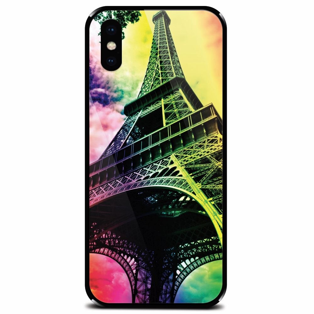 Husa din sticla securizata pentru Apple iPhone X, Eiffel Tower 002