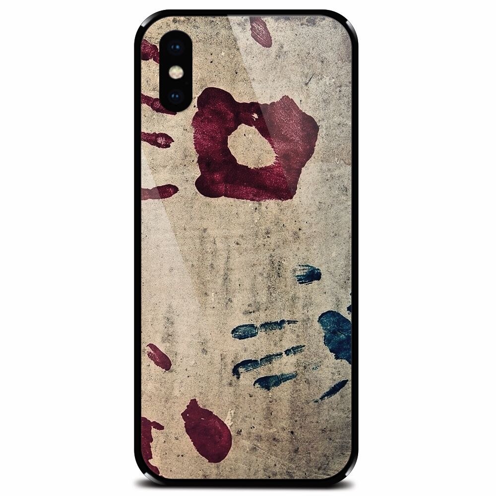 Husa din sticla securizata pentru Apple iPhone X, Handprints