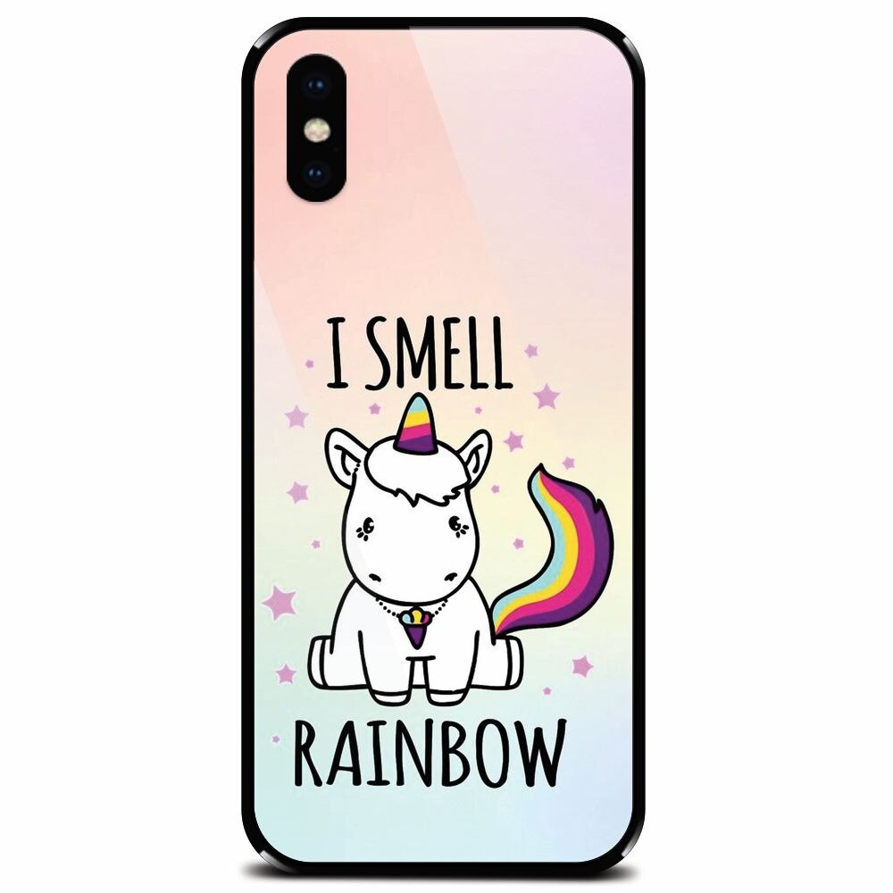 Husa din sticla securizata pentru Apple iPhone XS Max, I Smell Rainbow