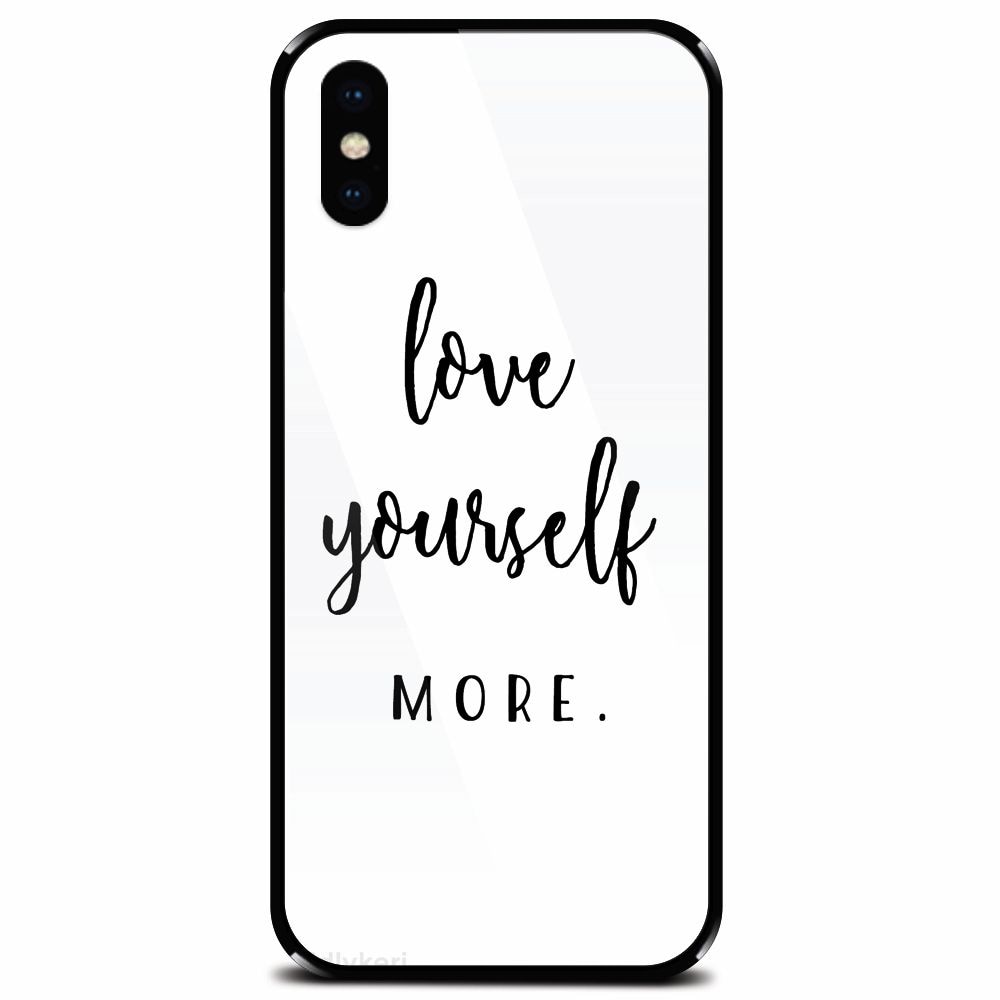 Husa din sticla securizata pentru Apple iPhone X, Love Yourself More