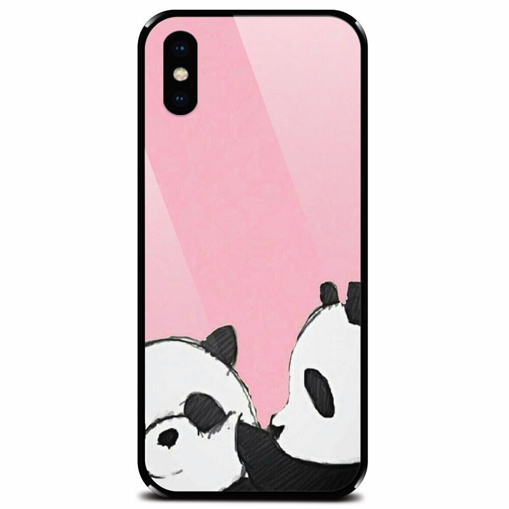 Husa din sticla securizata pentru Apple iPhone X, Panda