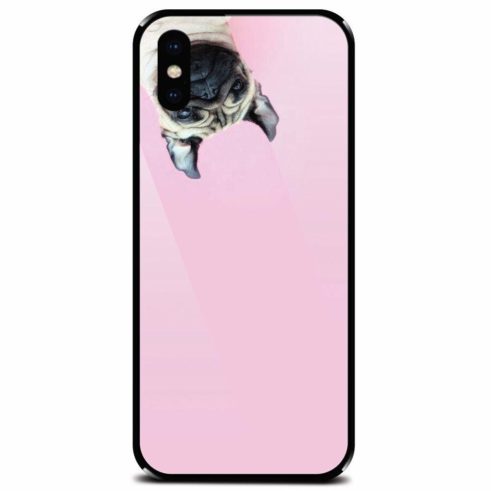 Husa din sticla securizata pentru Apple iPhone X, Dog And Pink