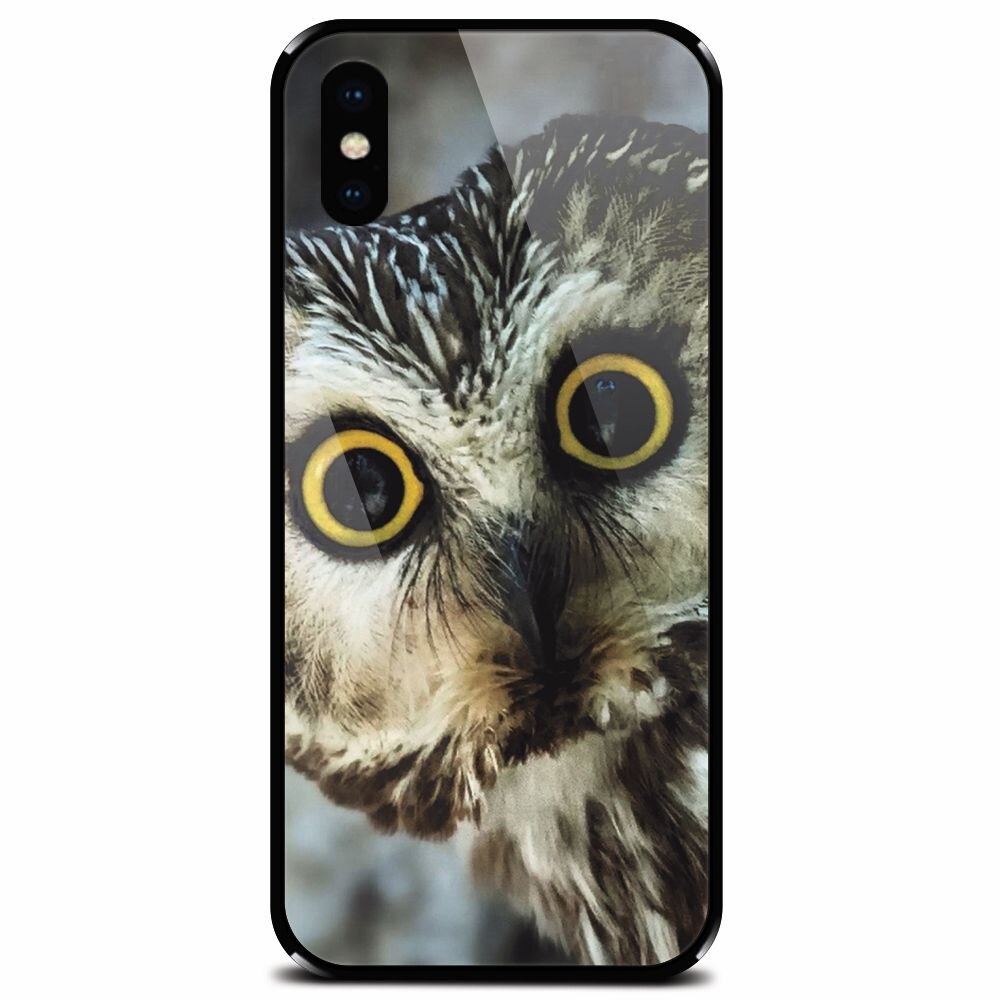 Husa din sticla securizata pentru Apple iPhone XS Max, Owl