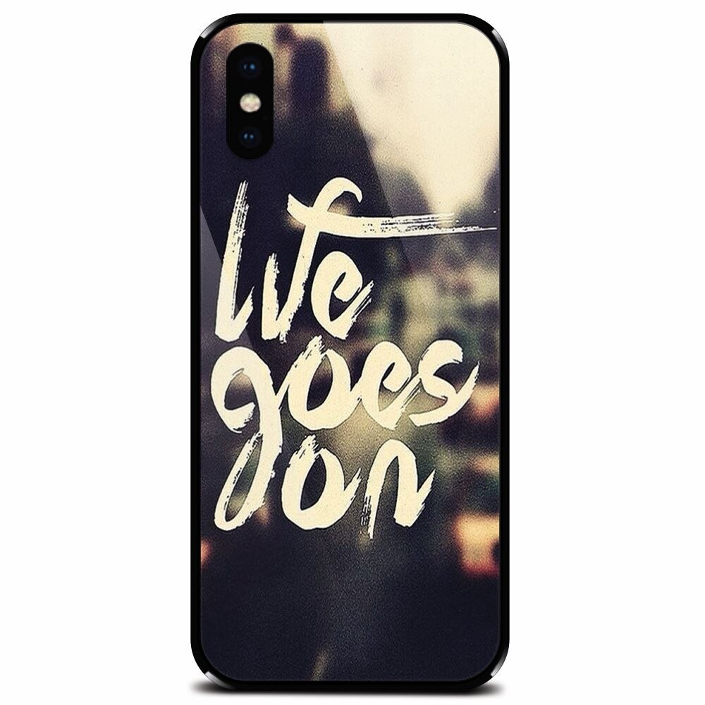 Husa din sticla securizata pentru Apple iPhone XS, Life Goes On