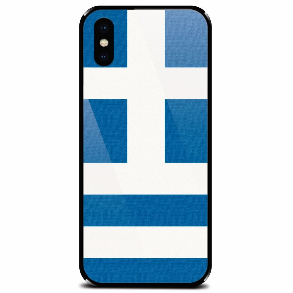 Husa din sticla securizata pentru Apple iPhone XS, Greece Flag