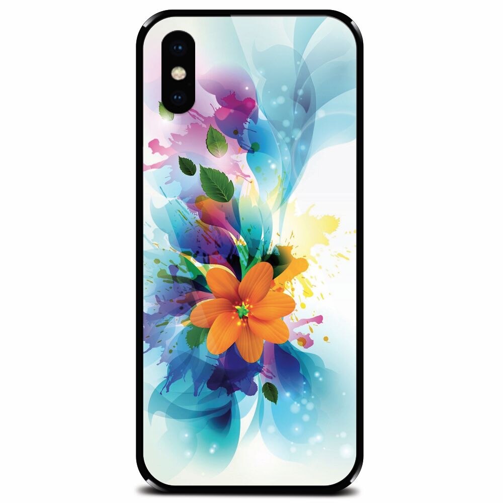 Husa din sticla securizata pentru Apple iPhone X, Flower 011