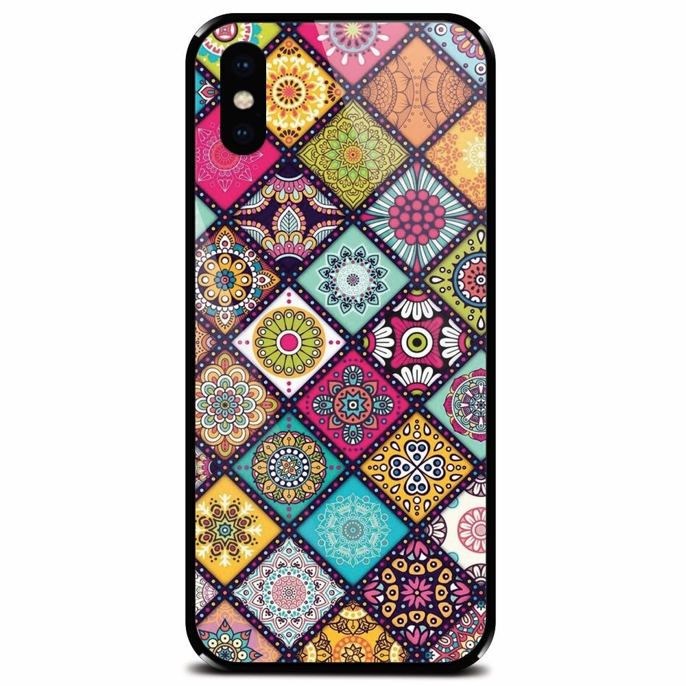 Husa din sticla securizata pentru Apple iPhone XS, Mandala Pattern