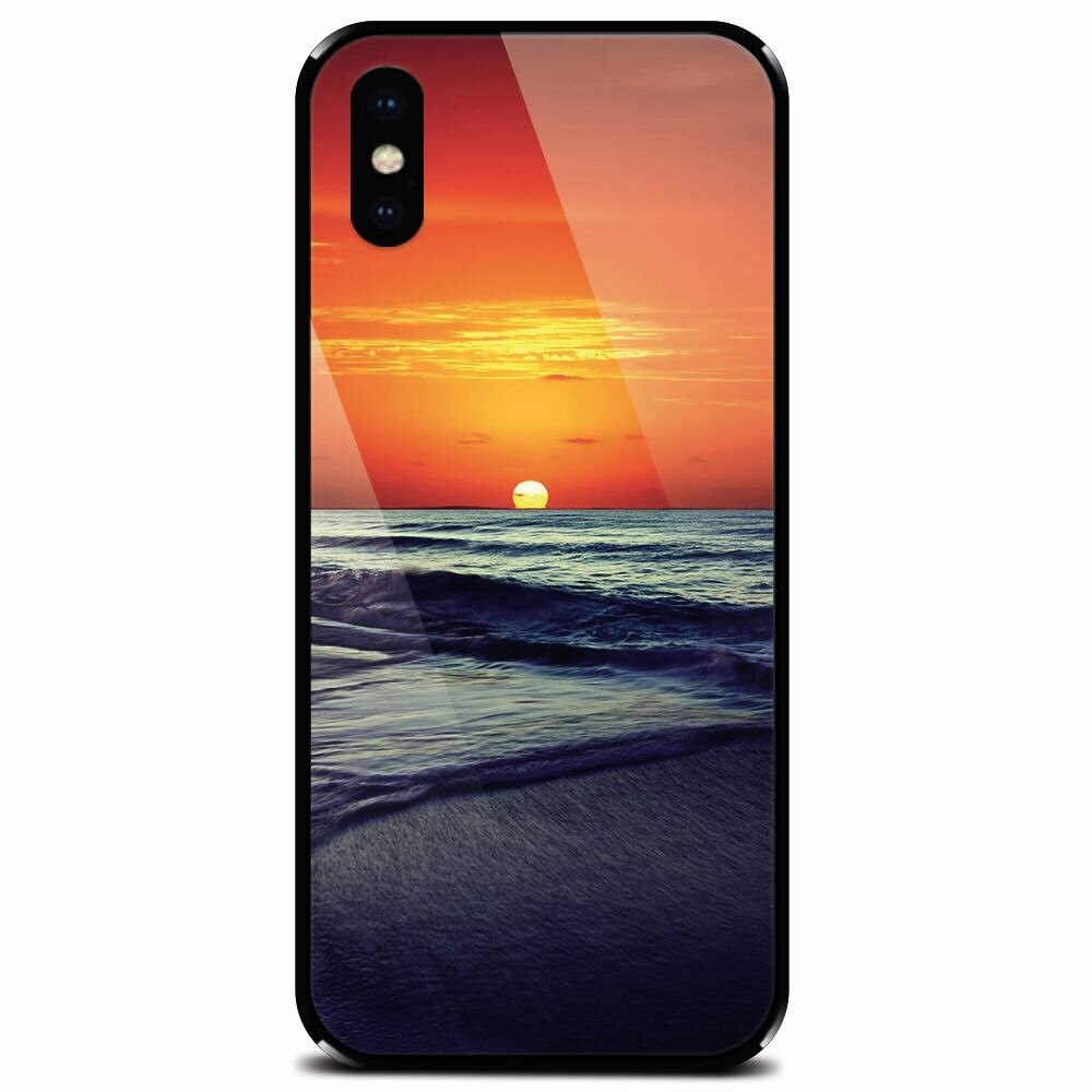 Husa din sticla securizata pentru Apple iPhone X, Ocean Sunset
