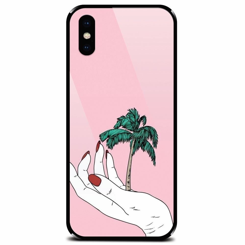 Husa din sticla securizata pentru Apple iPhone XS Max, Palm Tree