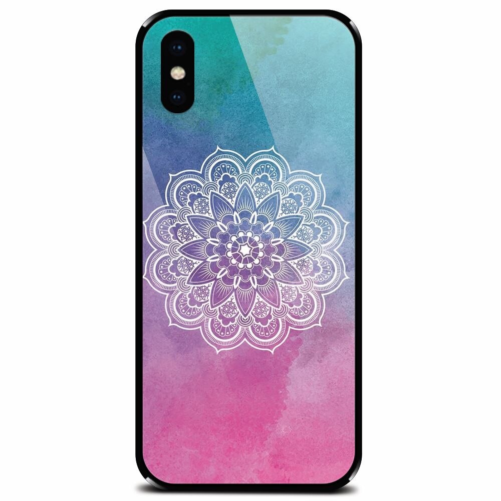 Husa din sticla securizata pentru Apple iPhone XS, Mandala