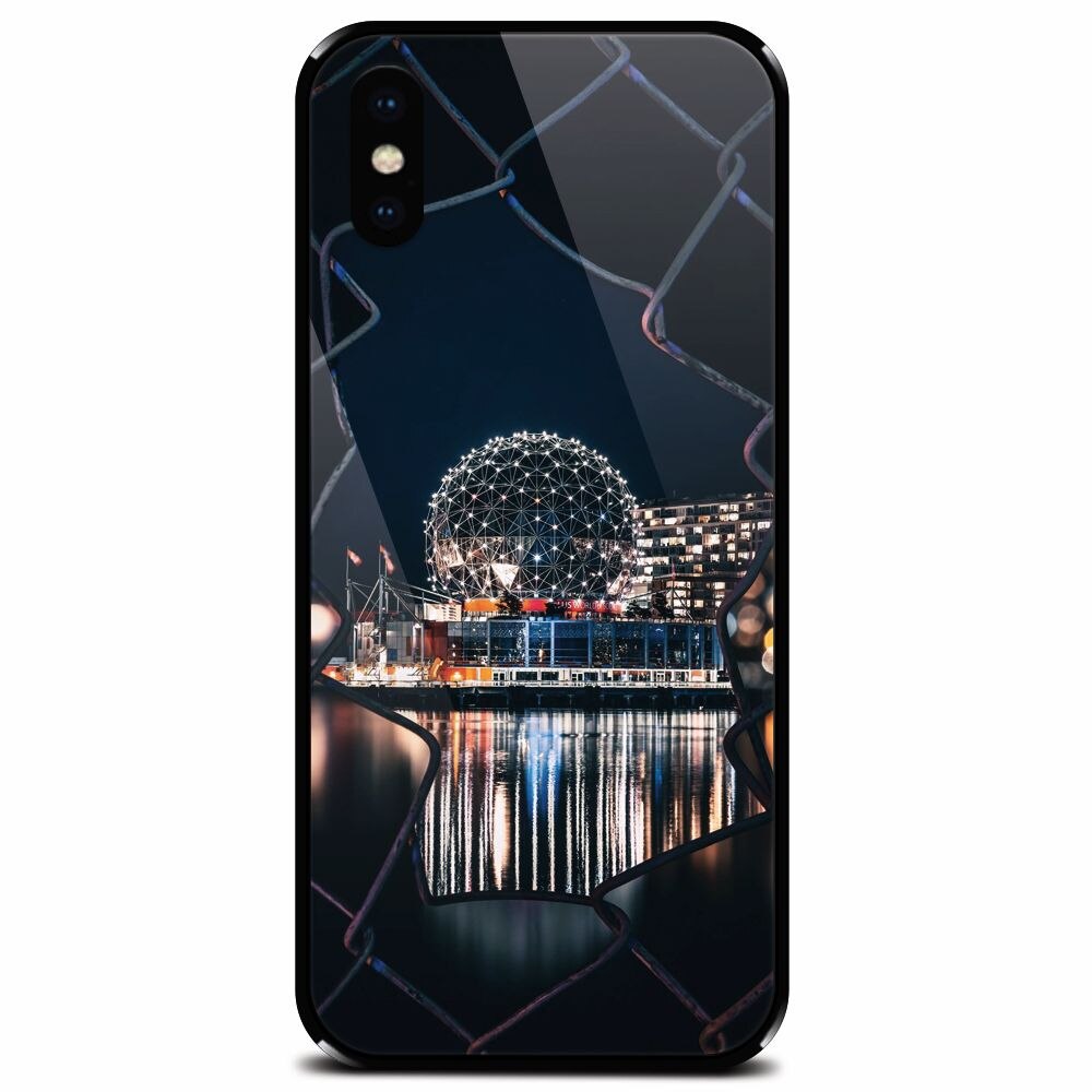Husa din sticla securizata pentru Apple iPhone X, Abstract Architectural Design