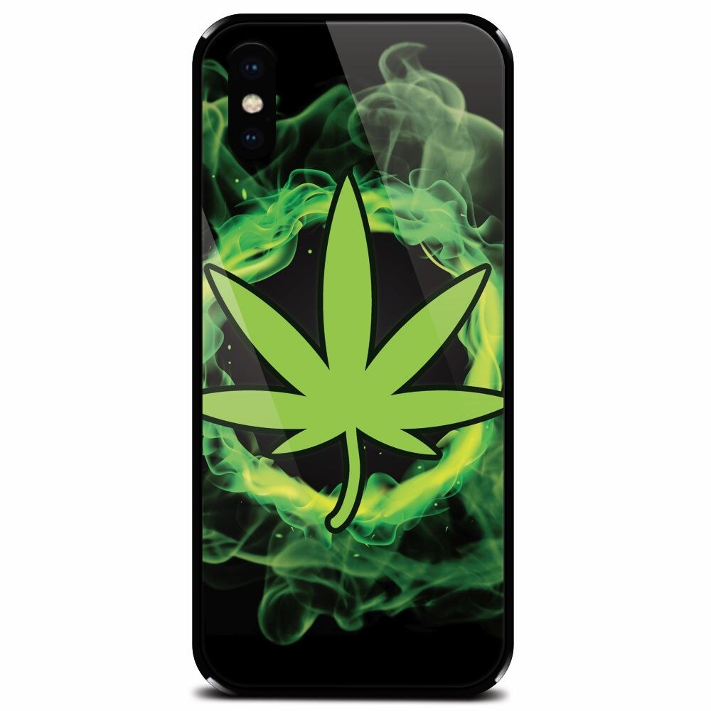 Husa din sticla securizata pentru Apple iPhone XS, GreenFlames