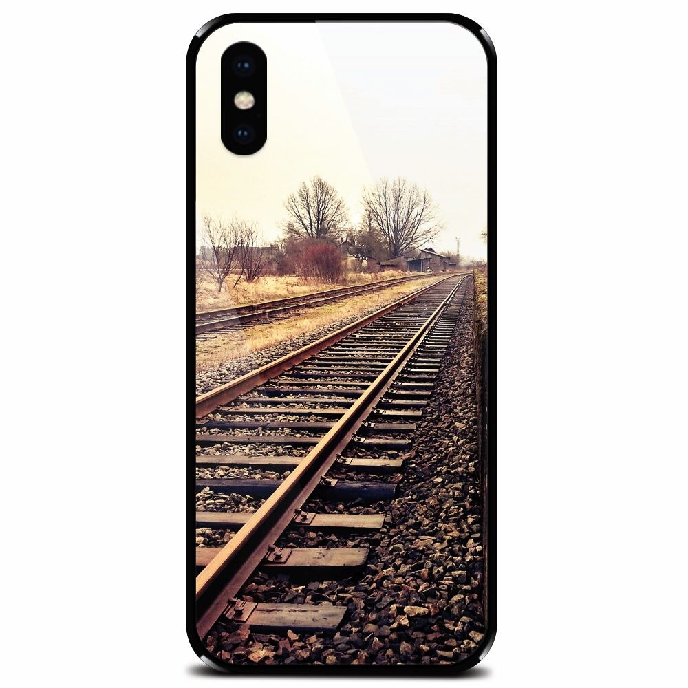 Husa din sticla securizata pentru Apple iPhone XS, Railroad