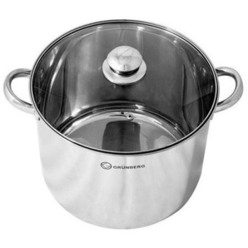 Oala din inox cu capac din sticla ,26 cm, 11 l ,Swbsa, Grunberg GR2126 Oala din inox cu capac din sticla ,26 cm, 11 l ,Swbsa, Grunberg GR2126
