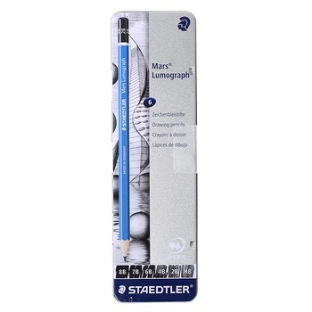Creion lumograph 100 Staedtler 6/set cutie metalica ST-100-G6 Creion lumograph 100 Staedtler 6/set cutie metalica ST-100-G6