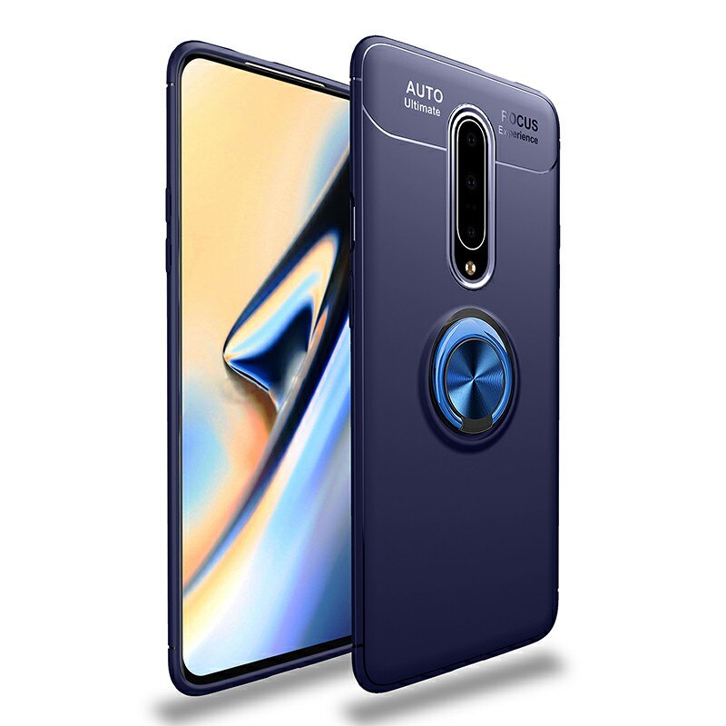 Husa de protectie cu inel magnetic rotativ pentru OnePlus 7 Pro, high quality din silicon TPU, protectie spate ultaslim, bumper, Albastru, BBL924