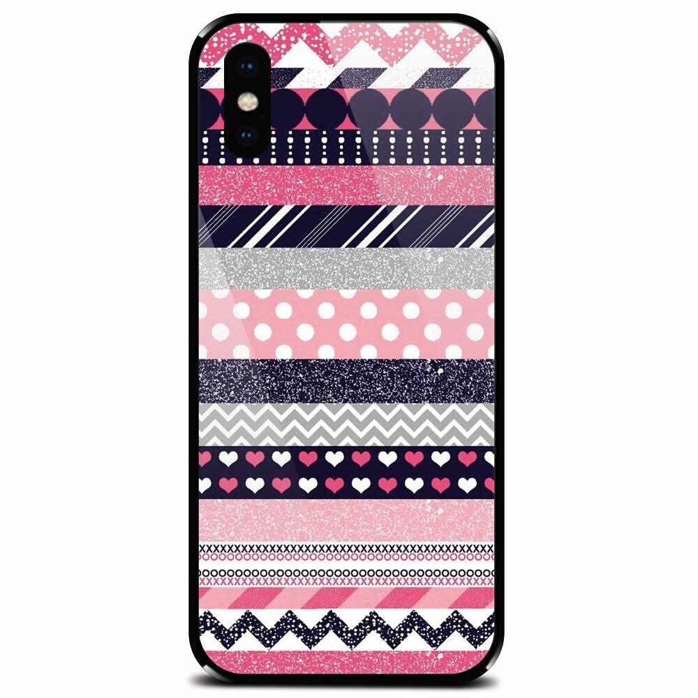 Husa din sticla securizata pentru Apple iPhone XS, Love Pattern