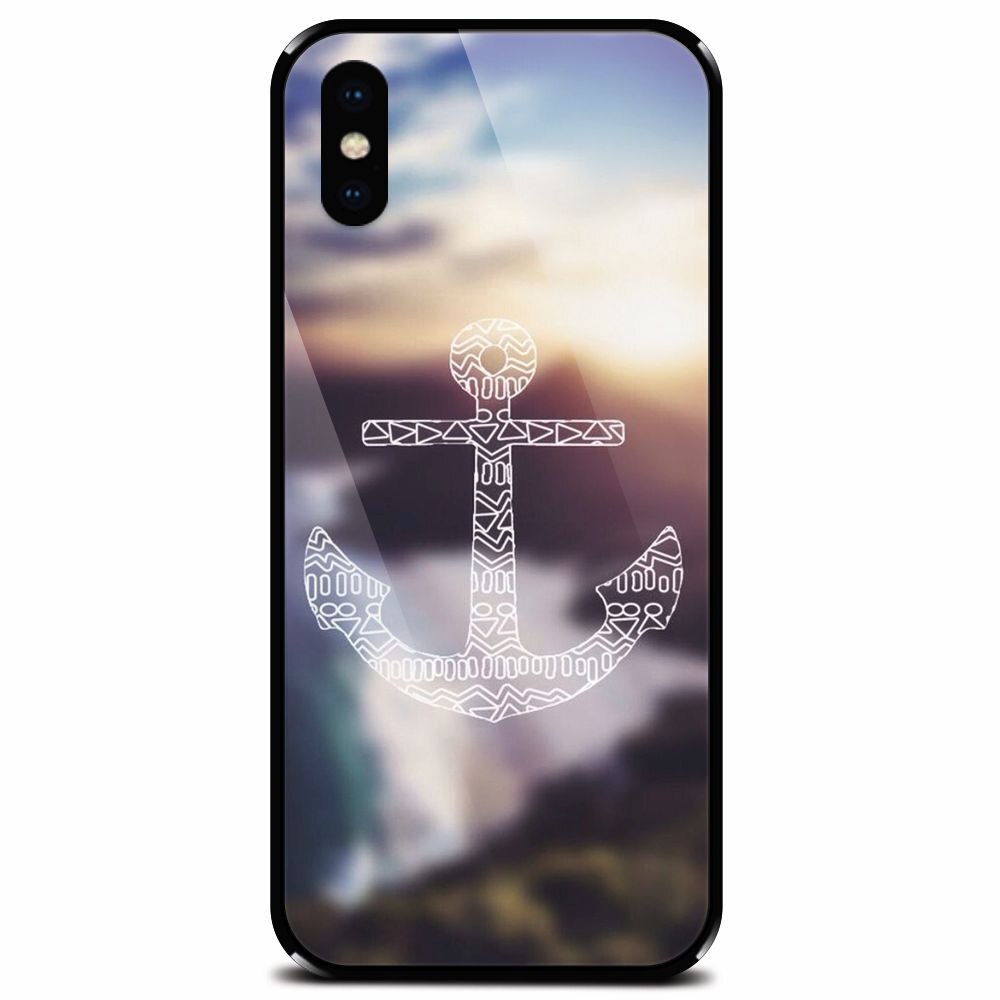 Husa din sticla securizata pentru Apple iPhone X, Ancora