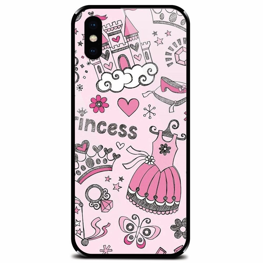 Husa din sticla securizata pentru Apple iPhone XS, Princess