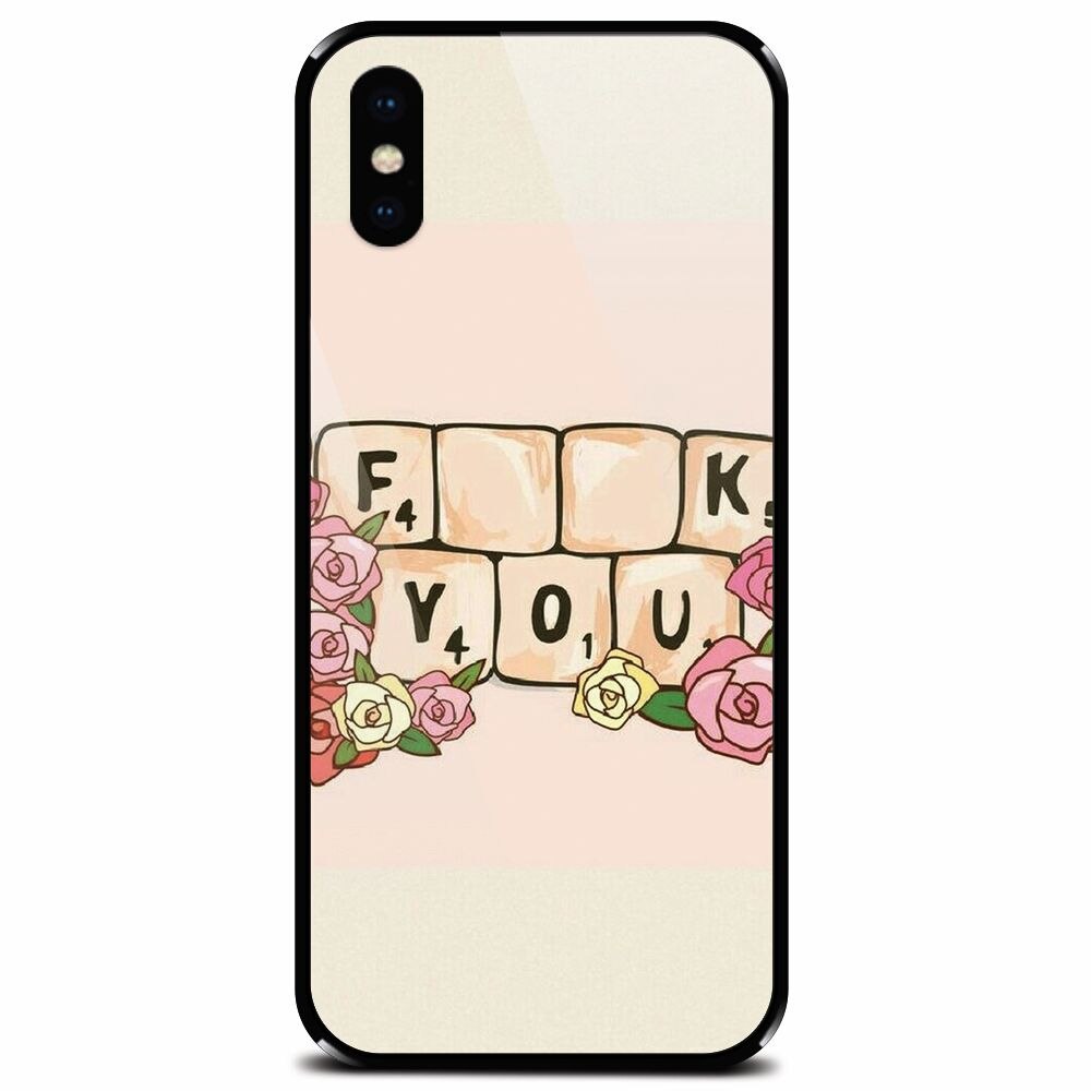 Husa din sticla securizata pentru Apple iPhone XS, Scrabble