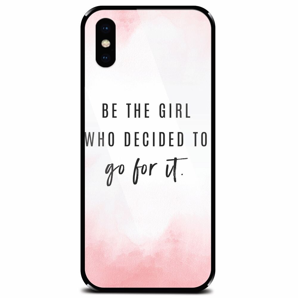 Husa din sticla securizata pentru Apple iPhone XS, Quotes Pink