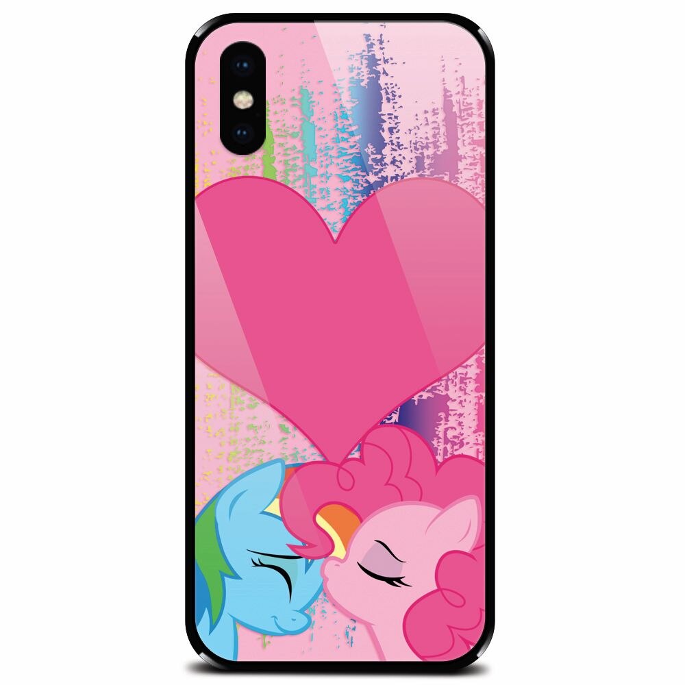Husa din sticla securizata pentru Apple iPhone XS, Pinkie Kiss