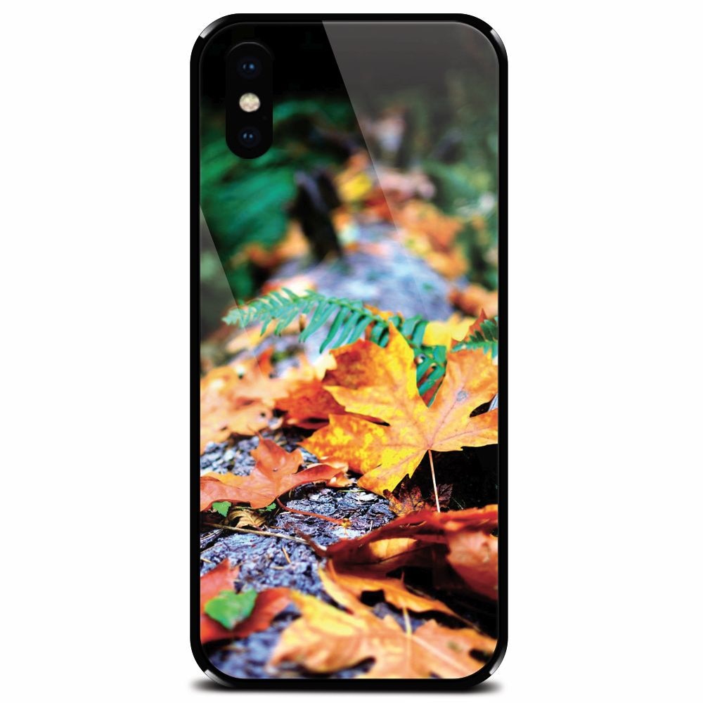 Husa din sticla securizata pentru Apple iPhone X, Autumn Leaves