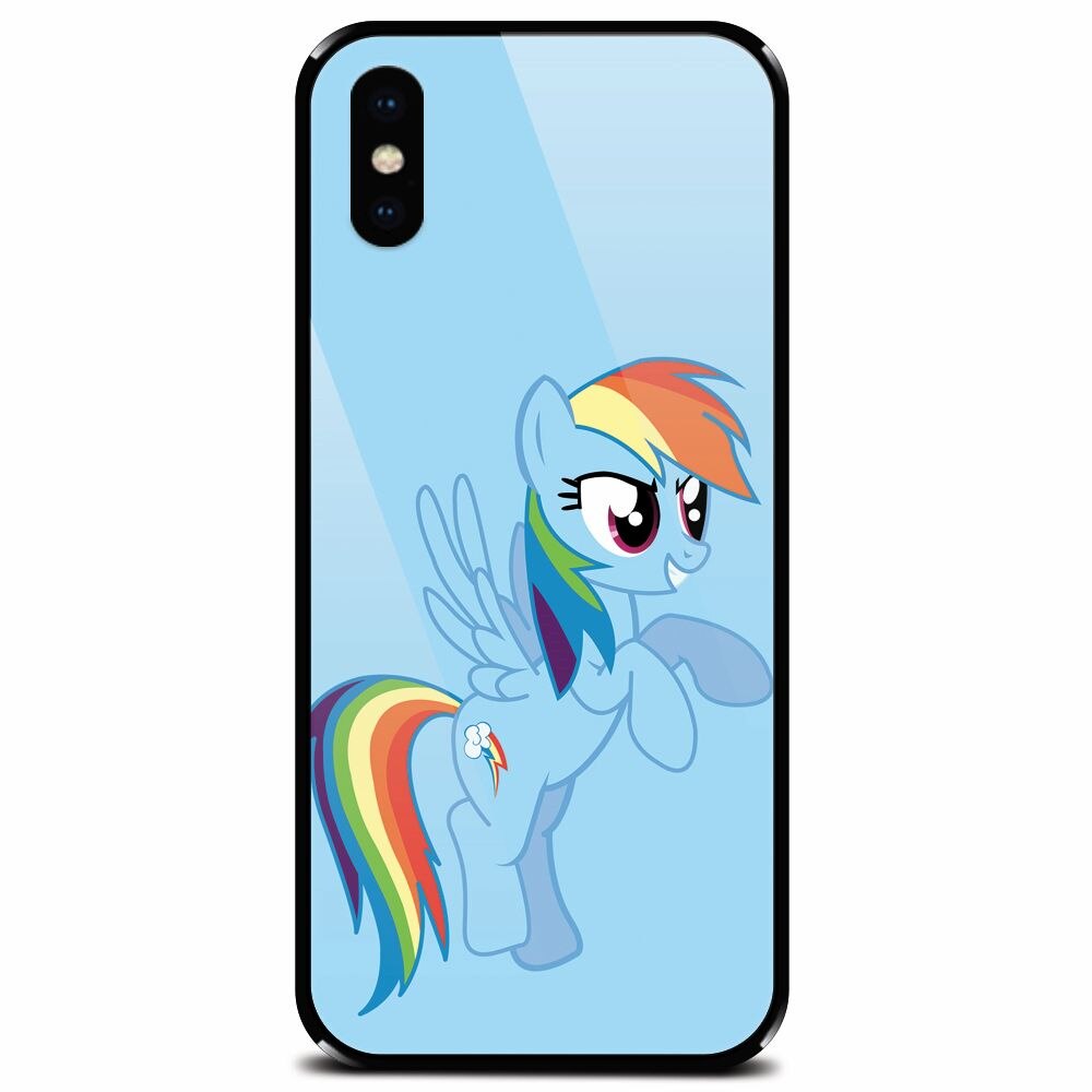 Husa din sticla securizata pentru Apple iPhone XS, Rainbow Dash