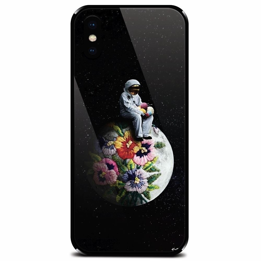 Husa din sticla securizata pentru Apple iPhone X, Astronaut